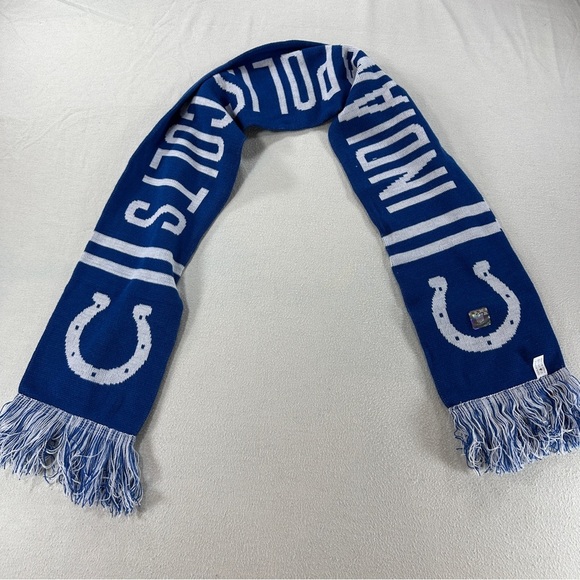 NFL Indianapolis Colts Blue and White Double sided Horseshoe Scarf 60” Length - Picture 3 of 9